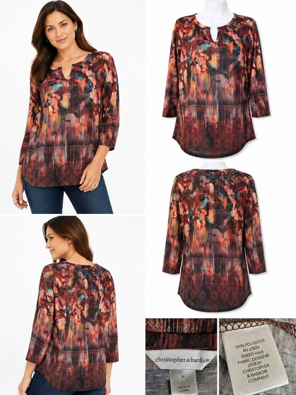 Christopher & Banks Abstract Print Tunic Top Women’s M